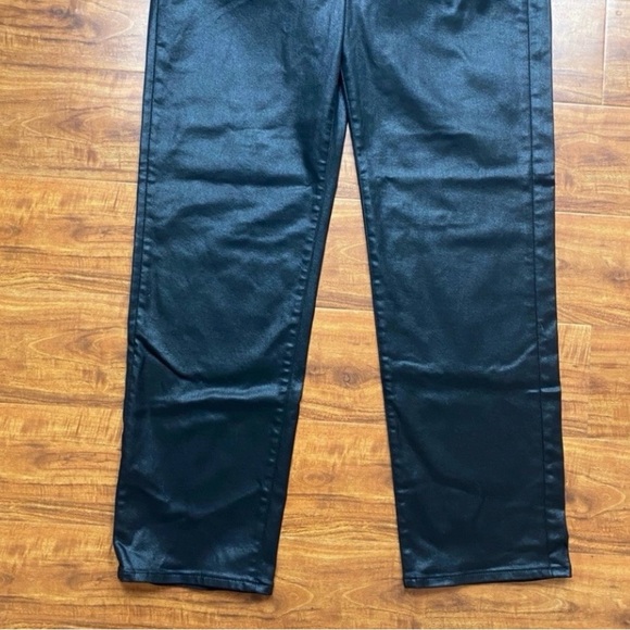 Express Womens Black Shiny Super High Rise Modern Straight Stretch Pants Size 10 - Picture 5 of 14